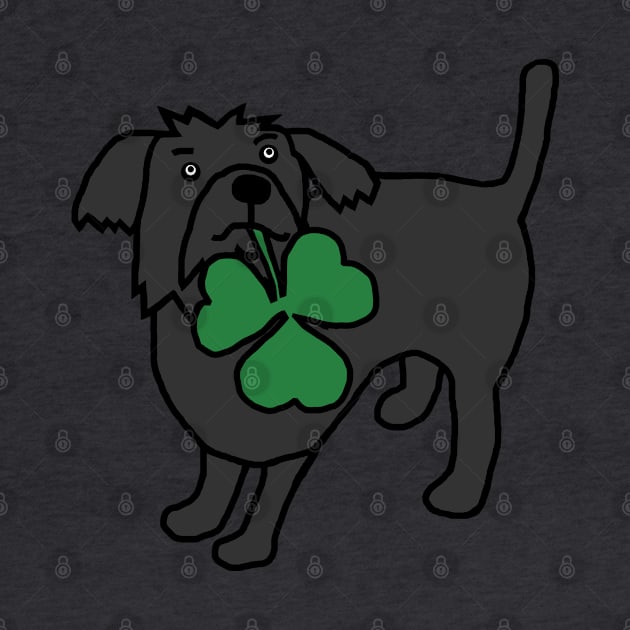 St Patricks Day Dog with Shamrock by ellenhenryart
